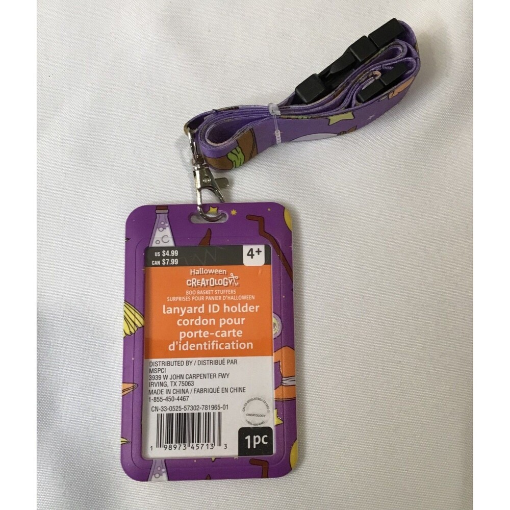 Creatology Purple Halloween Witch-Themed Lanyard ID Holder NEW